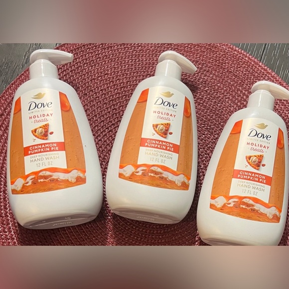 Dove Holiday Treats Limited Edition Cinnamon Pumpkin Pie Hand Wash Bundle Of 3 - Picture 1 of 10